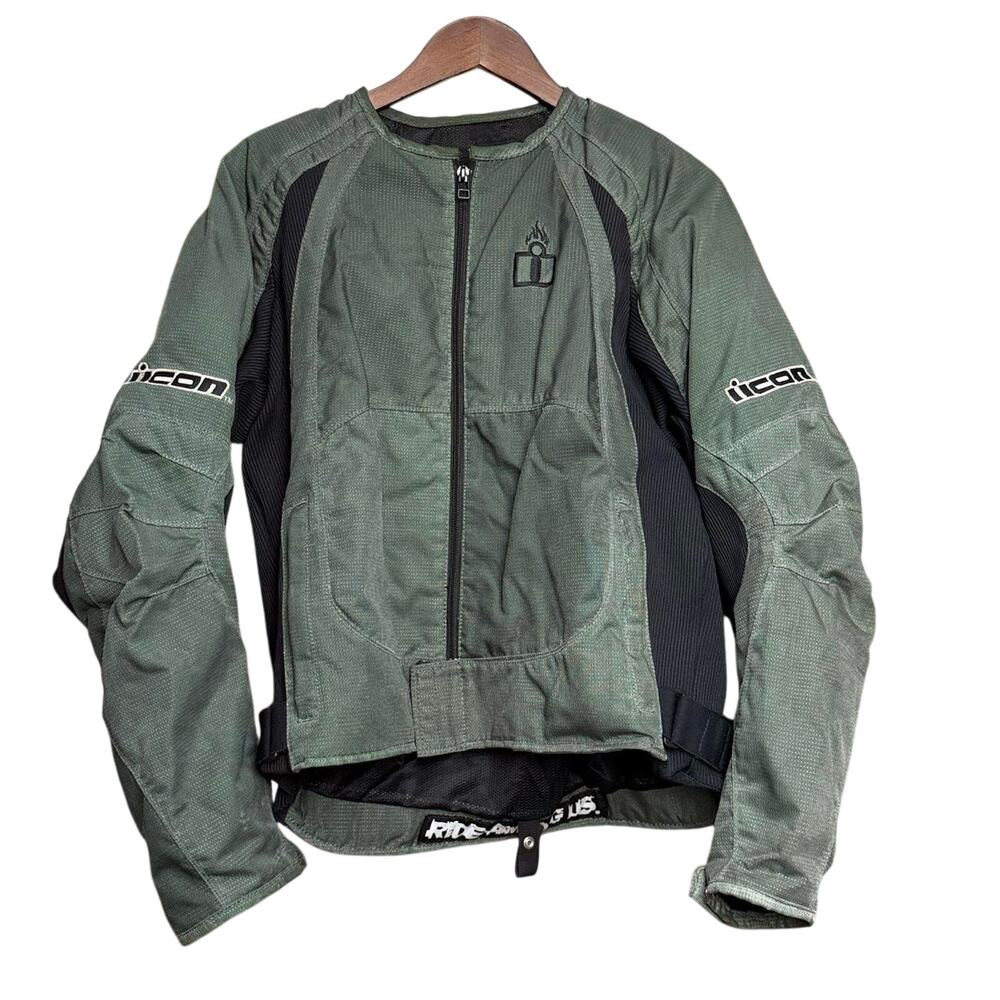 Women's Green & Black Icon Padded Motorcycle Jacket - Size Large